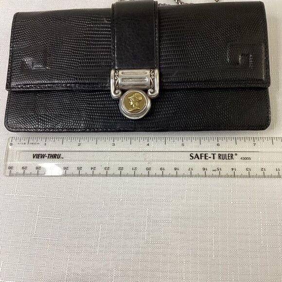 Brighton Black Leather Crossbody Wallet with Detachable Chain Strap - Picture 7 of 12